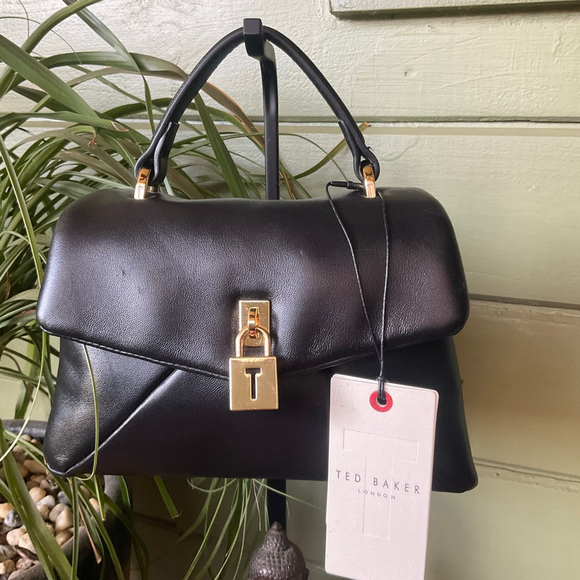 Ted Baker Handbags - Ted Baker Black Leather Top Handle Bag Small
